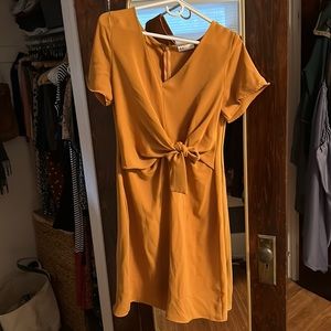 Yellow mini tie dress